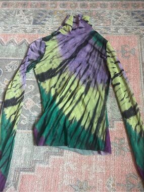AFRM Long Sleeve Tie-Dye Turtleneck in Green & Purple
